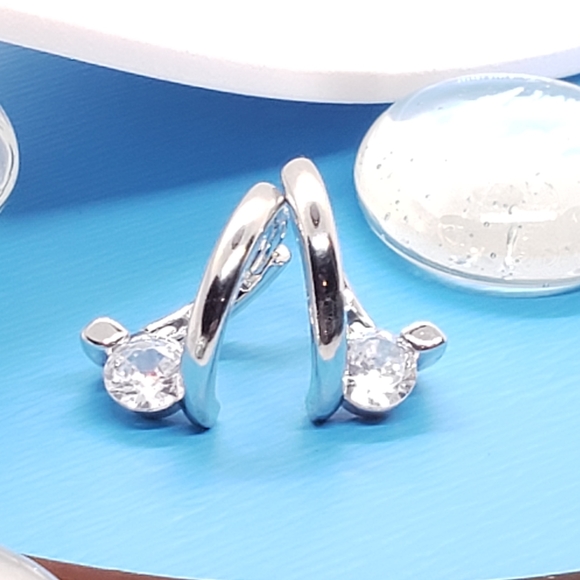 Jewelry - 925 sterling silver hoop earrings with cubic zirconia crystal